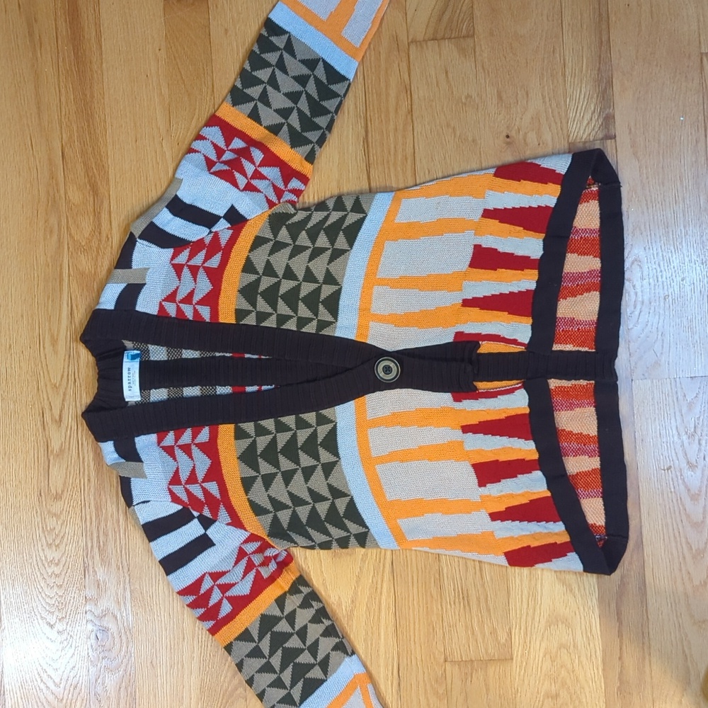 Anthropologie Multicolor Geometric Knit Cardigan - Picture 2 of 15